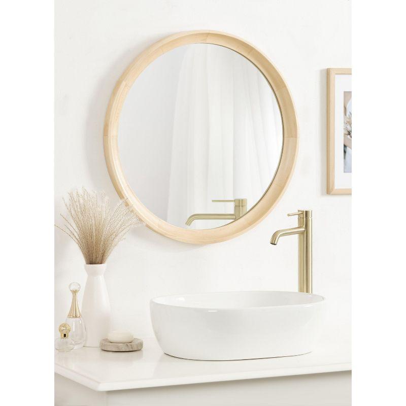 Kate and Laurel Hatherleig Round Wood Round Mirror, 24" Diameter, Natural