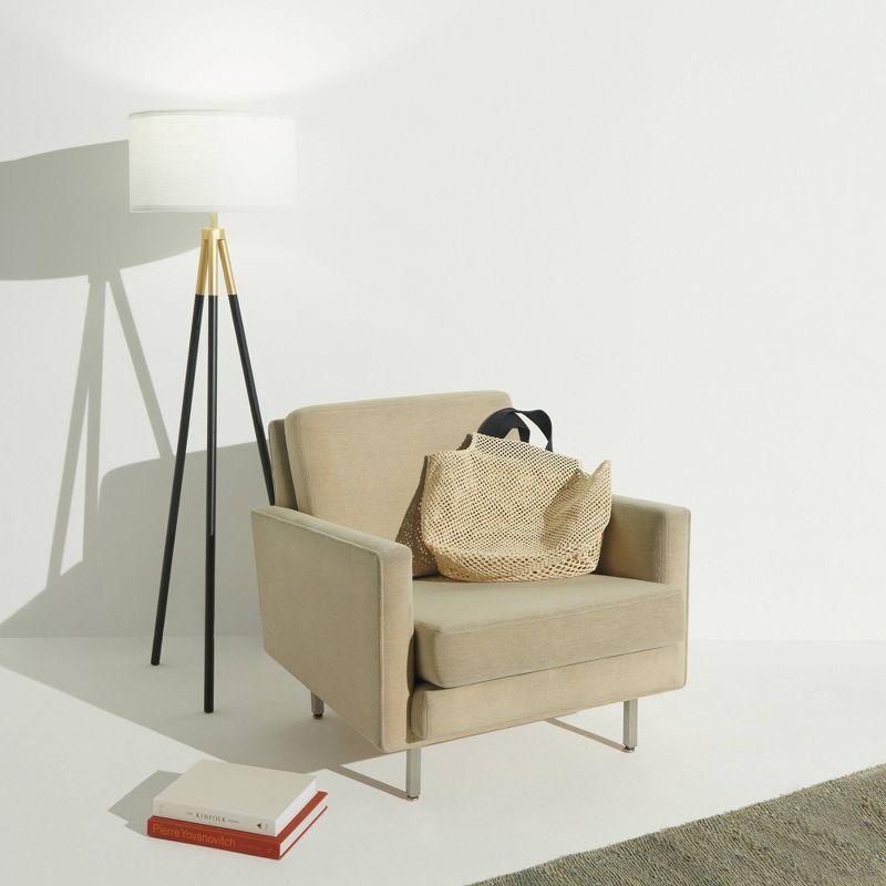 Brightech Levi 61 in. Mid Century Modern Tripod Floor Lamp with Fabric Drum Shade and Gold Finish - LED Bulb Included