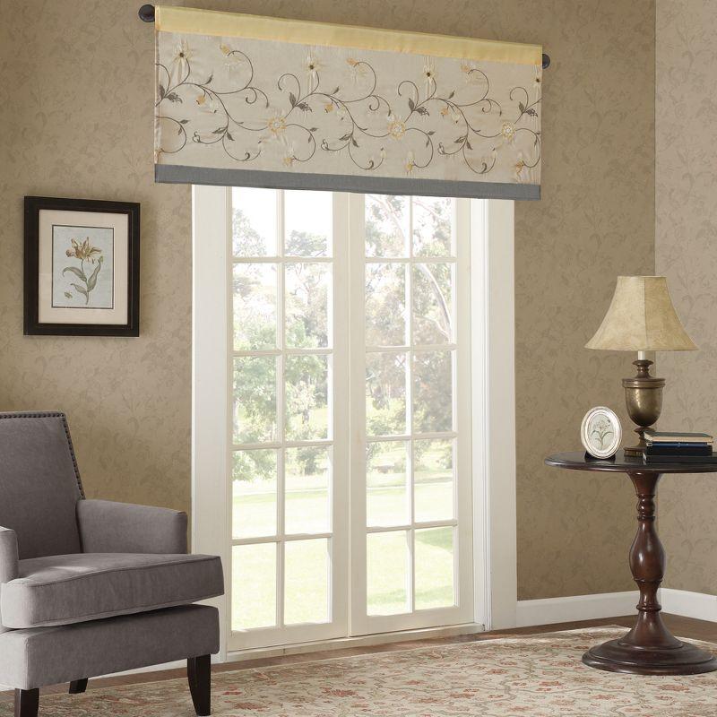 Serene Floral Embroidered 50'' W Window Valance