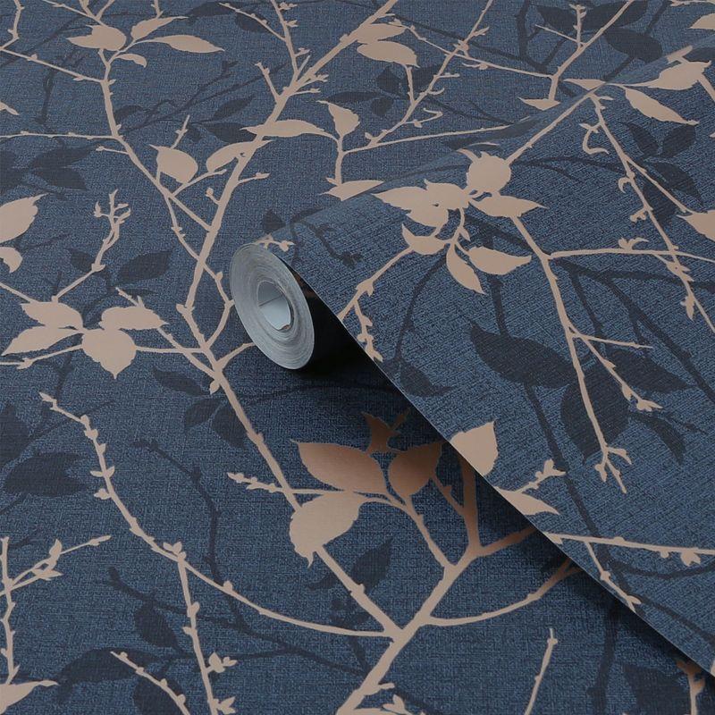 Boutique Belle Navy and Copper Wallpaper Sample