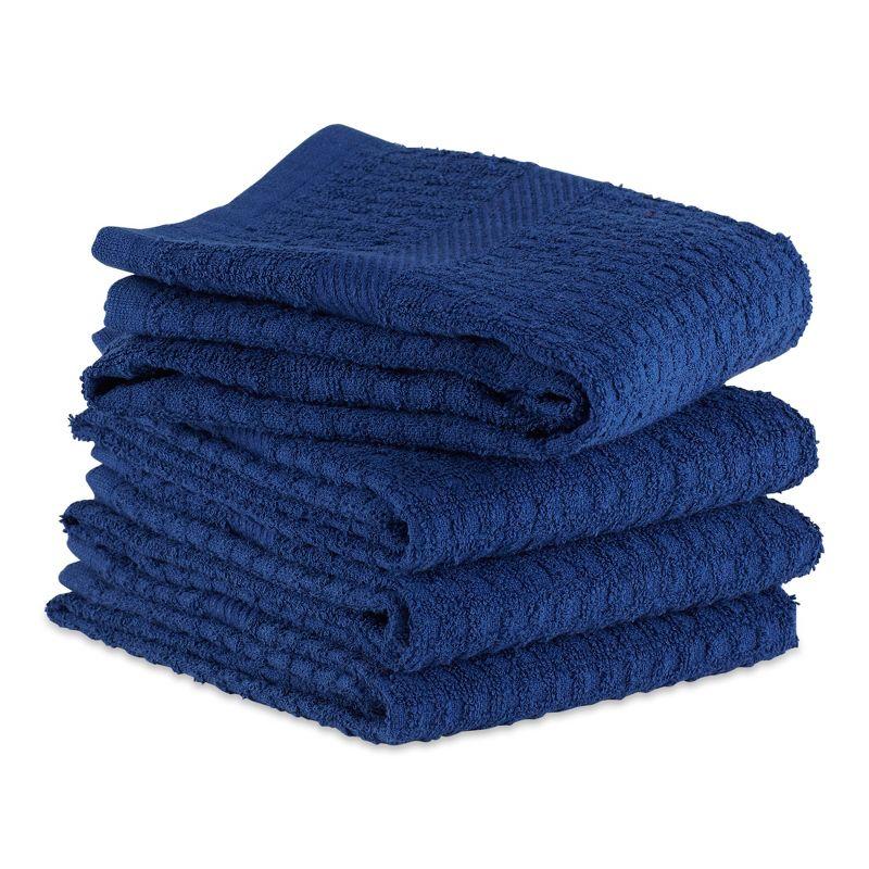 Design Imports Nautical Blue Solid Waffle Terry Dishtowel Set/4