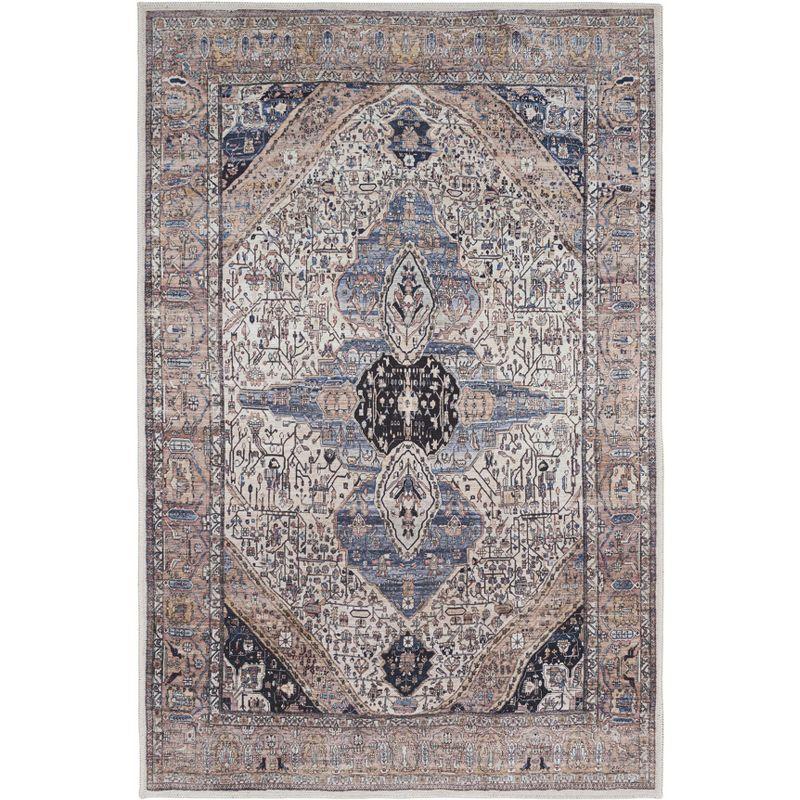 Nourison Washable Brilliance 4' x 6' Ivory Blue Vintage Indoor Rug