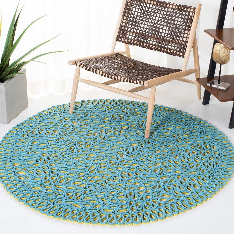 Novelty NOV701 Hand Knotted Area Rug - Yellow/Blue - 6' Round - Safavieh.