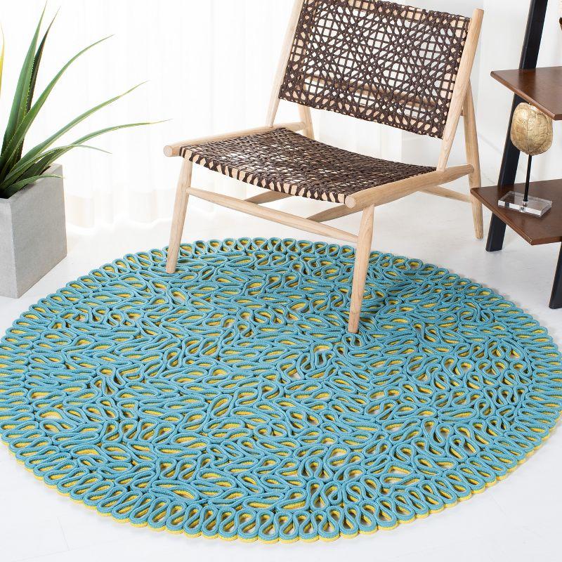 Handmade Tufted Blue Wool Round Accent Rug - 6' Diameter