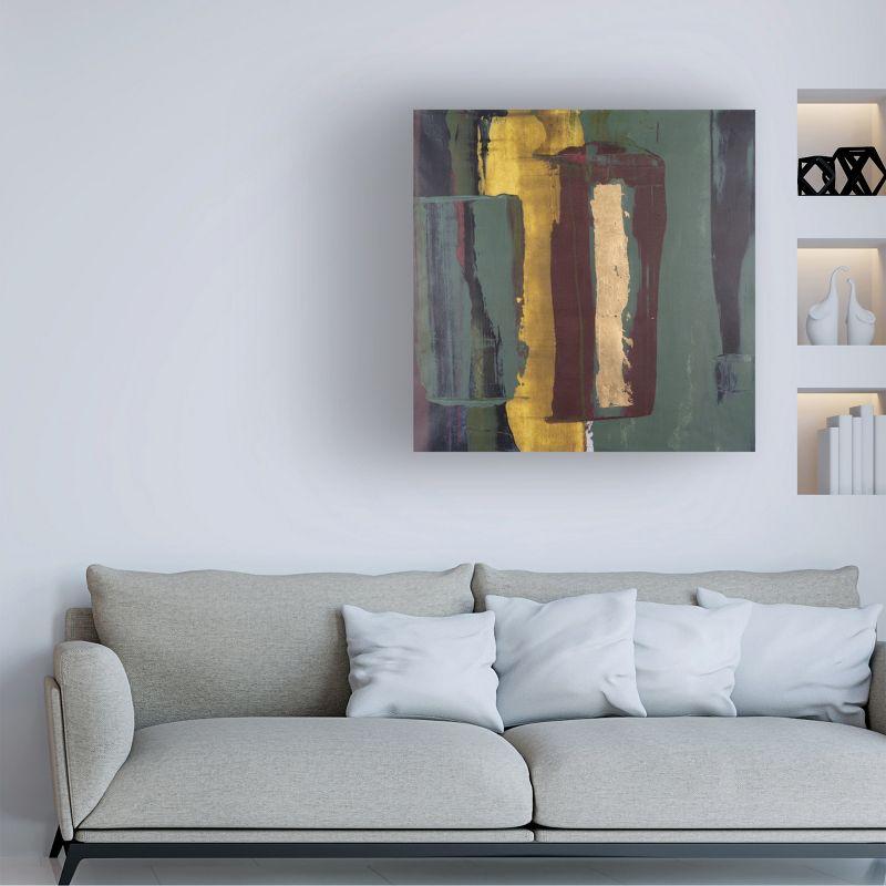 Large Abstract Yellow and Green Canvas Art with Wood Frame