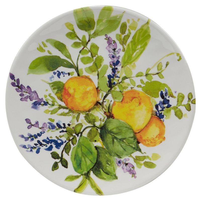 Lemon Zest Floral Melamine 12-Piece Dinnerware Set