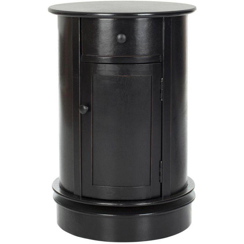 Transitional Gray Round Swivel End Table with Storage