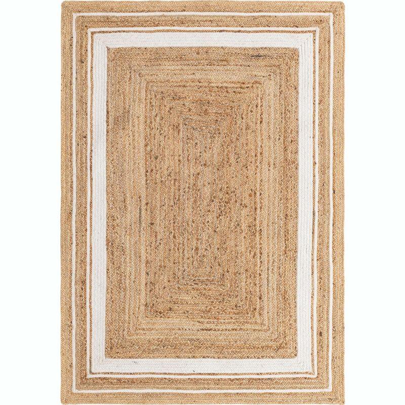 Natural Ivory Rectangular Braided Jute Area Rug