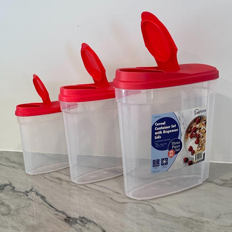 Lexi Home Plastic 3-Pack Cereal Dispenser Set