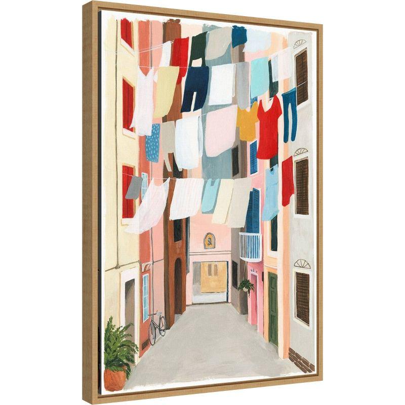 16" x 23" Laundry Day II by Grace Popp Framed Canvas Wall Art - Amanti Art: Urban Cityscape Decor