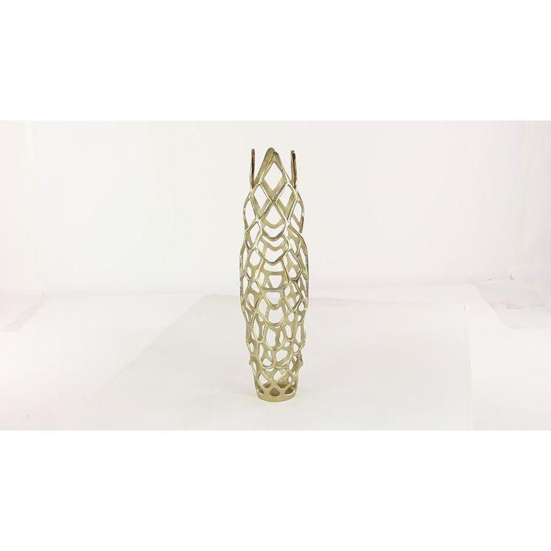 31" Gold Aluminum Net-Inspired Decorative Floor Vase