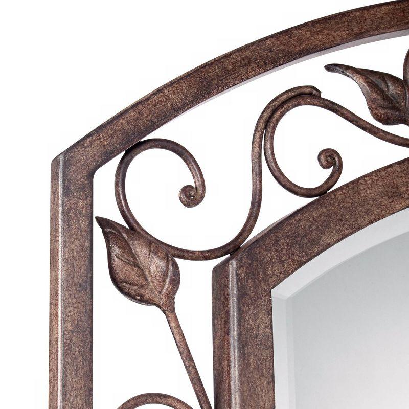 Franklin Iron Works Eden Arch Top Vanity Wall Mirror Rustic Beveled Bronze Metal Openwork Frame 25" Wide for Bathroom Bedroom Living Room Entryway