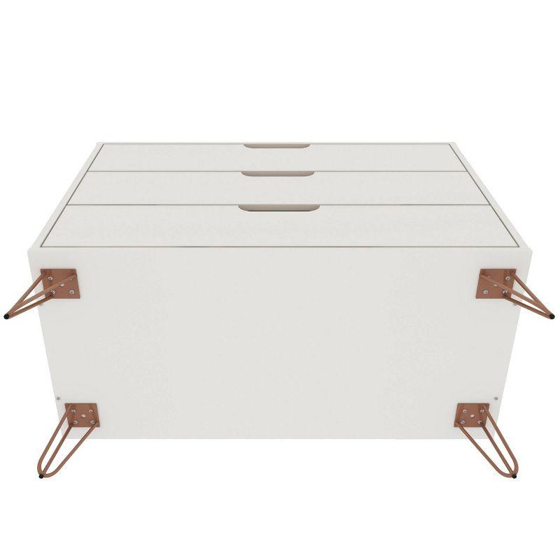 Rockefeller Dresser Off-White/Natural - Manhattan Comfort: Mid-Century 3-Drawer Bedroom Storage