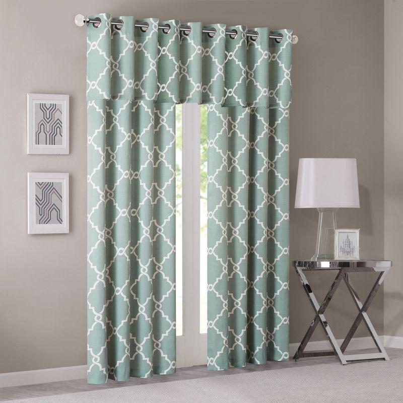 Madison Park Saratoga Fretwork Print Grommet Top Window Valance