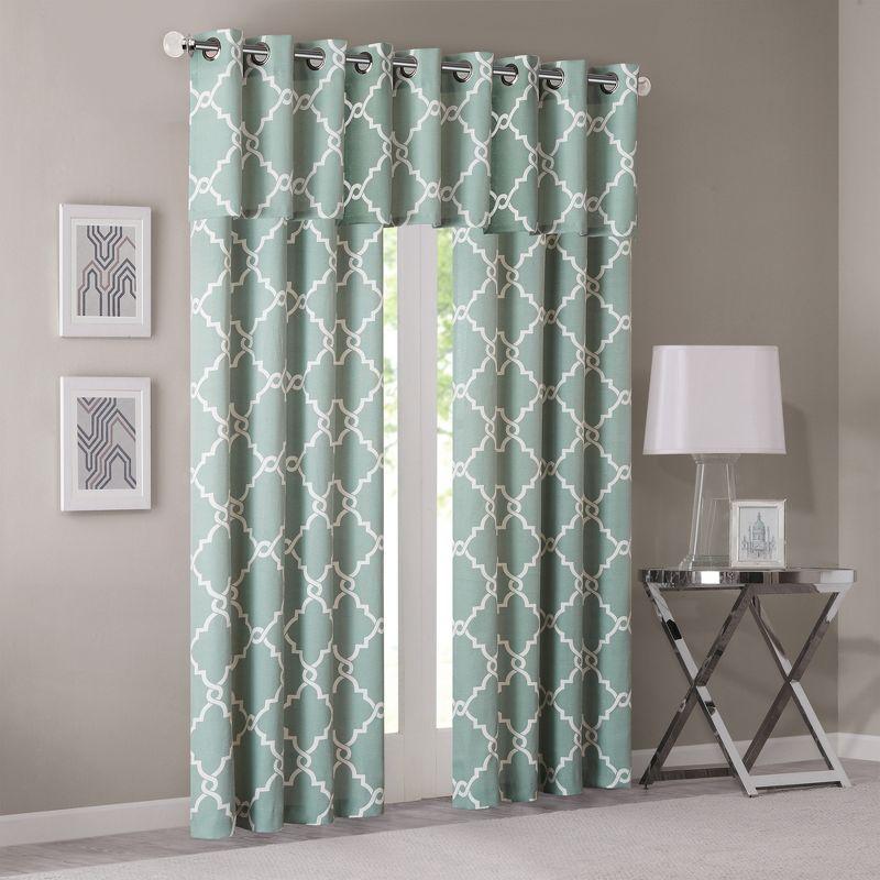 Saratoga Fretwork Print Grommet Top Window Valance