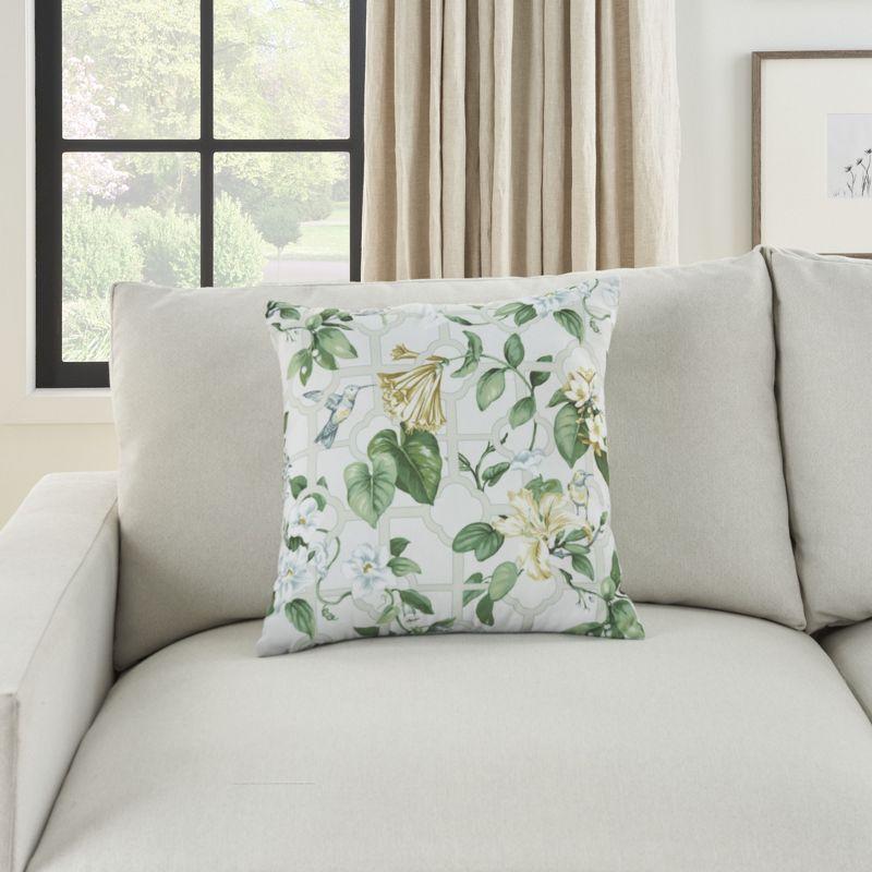 Waverly Treillage Ivory Floral 18" Square Throw Pillow