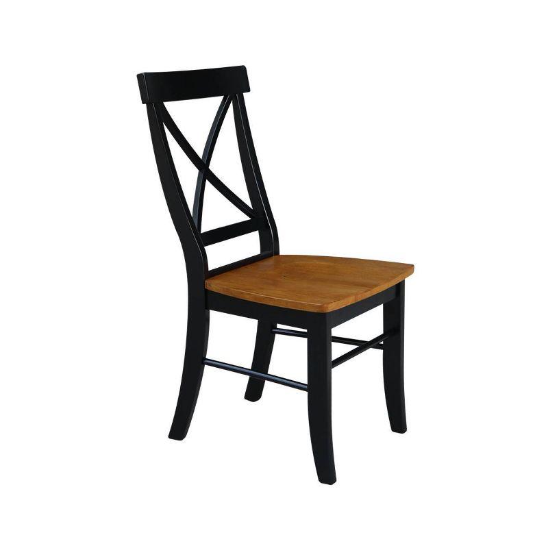 International Concepts Set of 2 X Back Chairs with Solid Wood Seats Black/Cherry Red: Hardwood Frame, Mid-Century Style