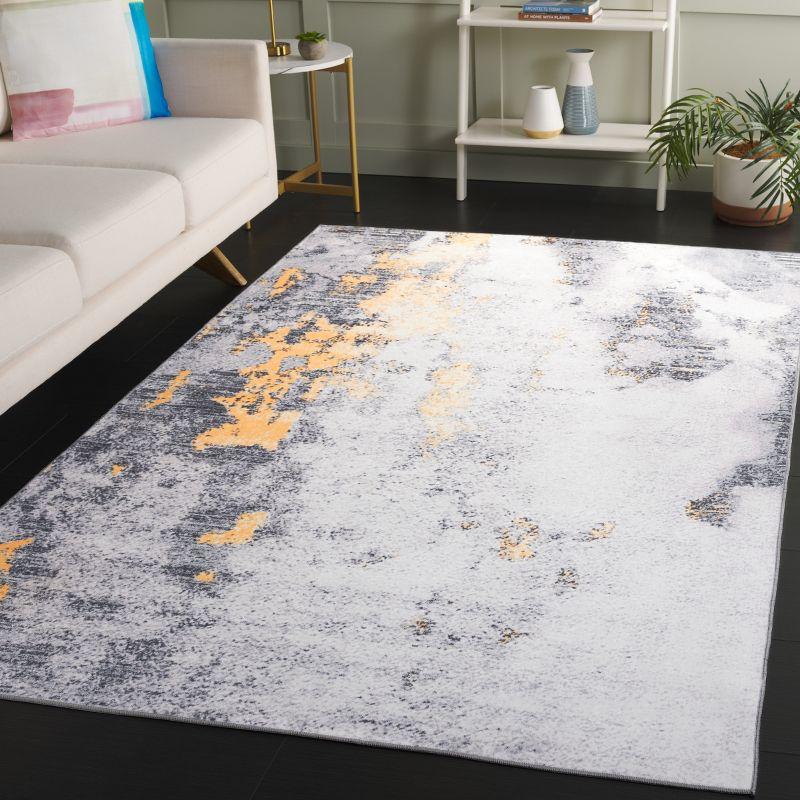Tacoma TAC803 Power Loomed Machine Washable Area Rug - Grey/Gold - 5'x8' - Safavieh.