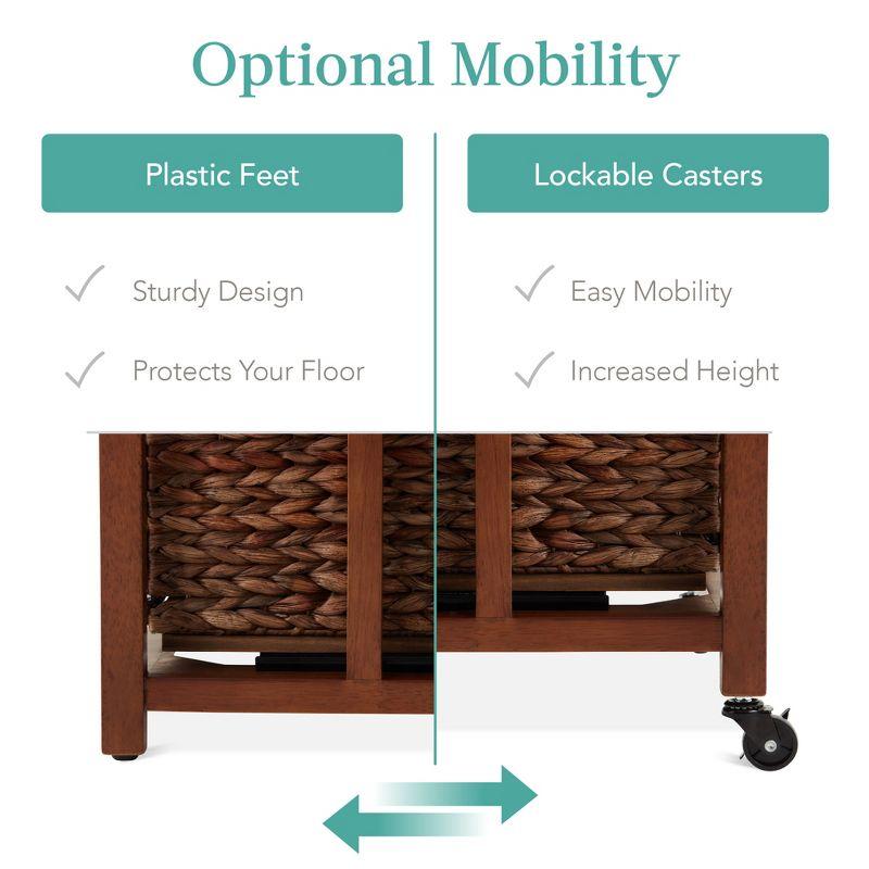 Best Choice Products Vertical Rolling File Cabinet for Home, Office w/ Rubberwood Frame, Locking Caster Wheels - Mocha