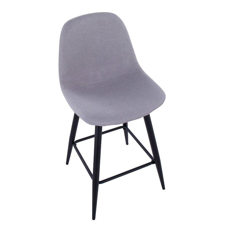 Set of 2 Pebble Counter Height Barstools Black/Light Gray - LumiSource: Upholstered Metal Frame, 250lb Capacity