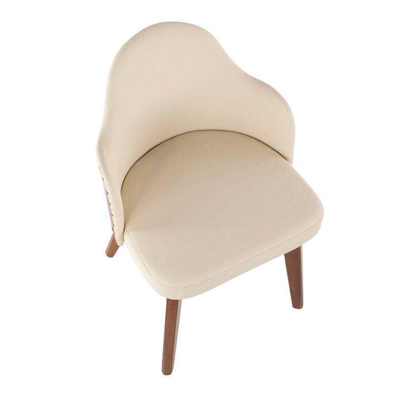 Ahoy Dining Chair Walnut/Cream/Brass - LumiSource: Faux Leather Upholstery, Mid-Century Modern Design, Nailhead Trim