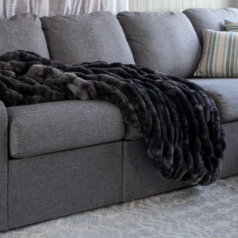 Lavish Home 60x80 Jacquard Faux Fur Blanket