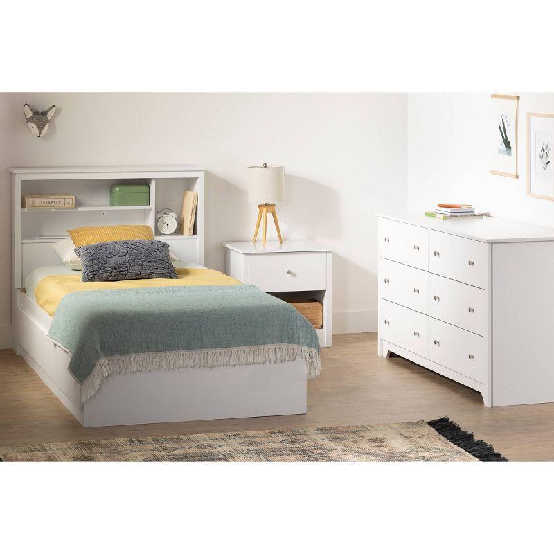 Twin White Wood Bookcase Headboard with Storage