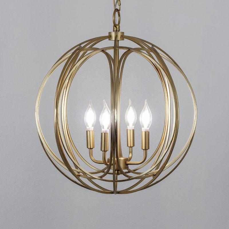 Yosemite Home Decor 4 Light Chandelier in Satin Brass Finish (17.7 x 17.7 x 19.7)