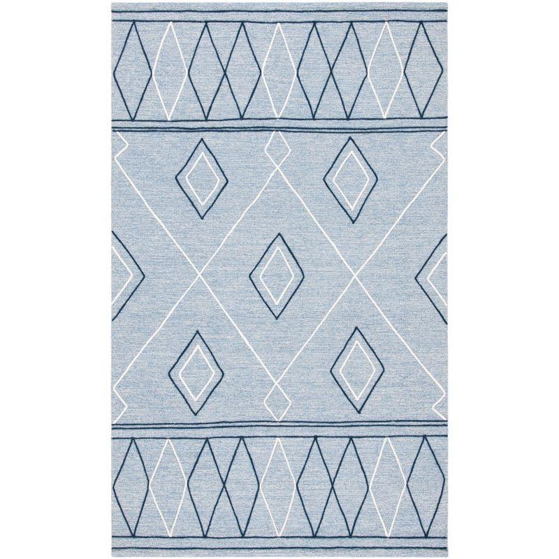 Striped Kilim STK510 Hand Woven Area Rug - Light Blue/Ivory - 3'x5' - Safavieh.