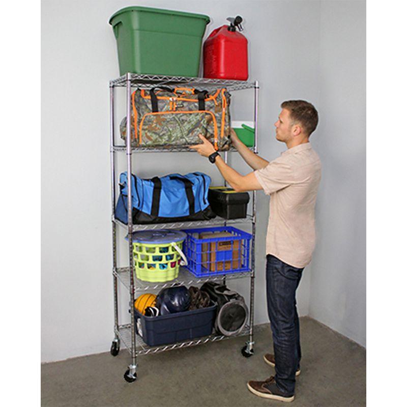 36'' W Metal Height -Adjustable Shelving Unit with Wheels