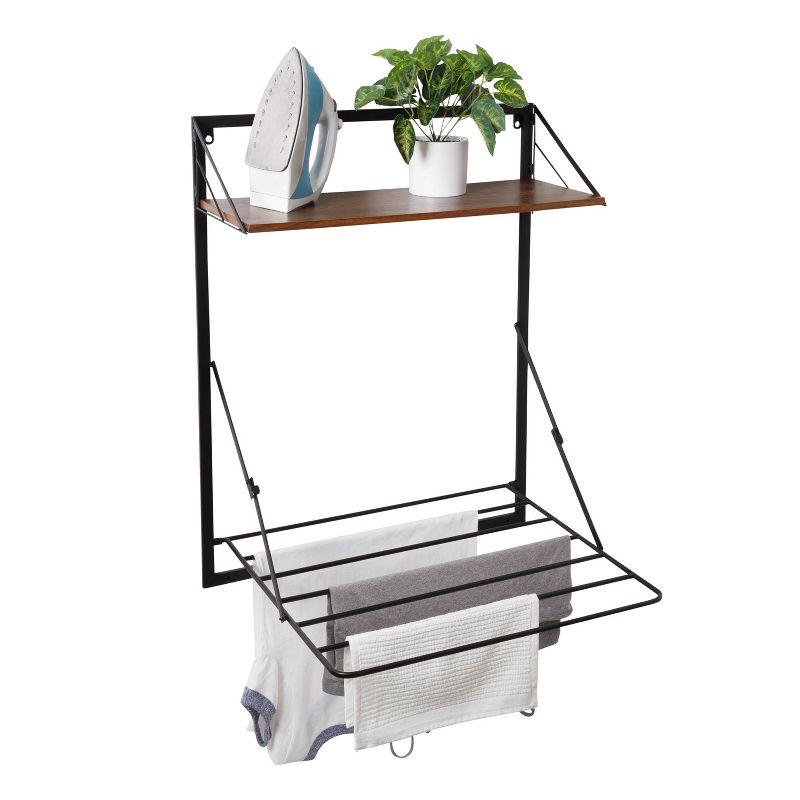 Honey-Can-Do Laundry Shelf with Drying Rack Combo Walnut