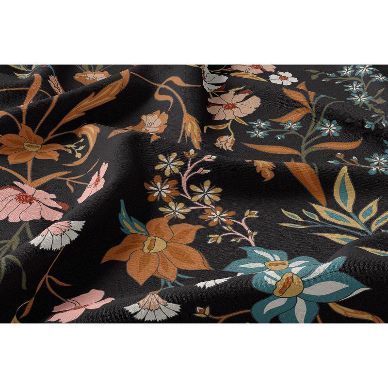 Boho Floral Wildflower Black And Orange Twill Floral Duvet Cover Set (Set of 3)