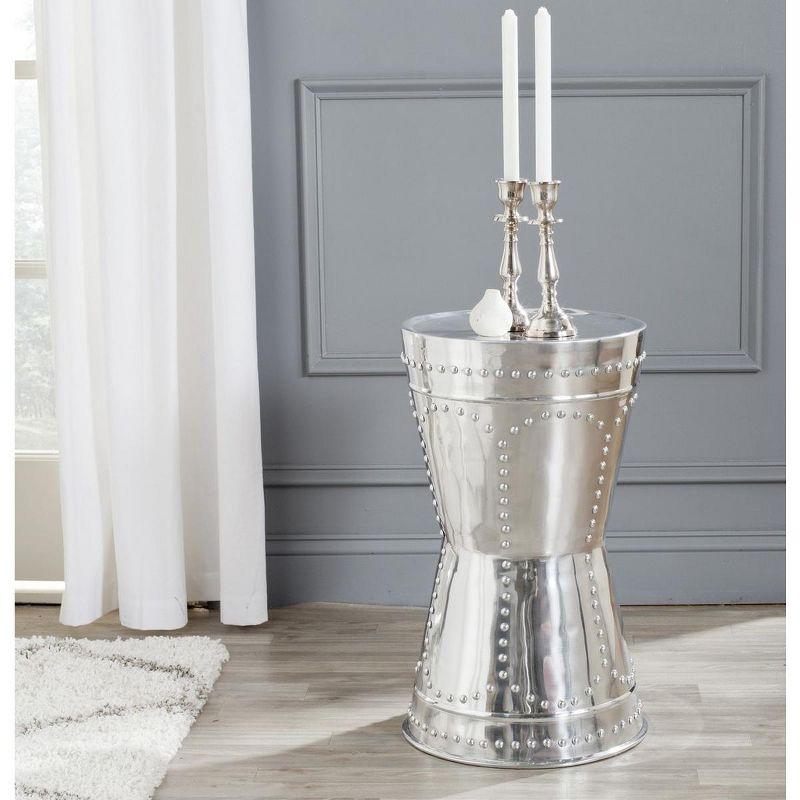 Sedona Metal Art Table Stool Accent Table - Silver - Safavieh.