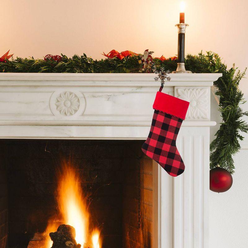 Red and Black Buffalo Check HangRight Christmas Stocking