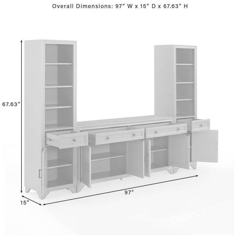 3pc Tara Sideboard and Bookcase Set Distressed - Crosley