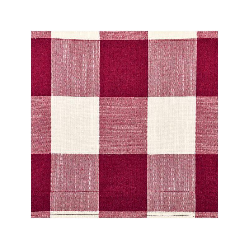 Burgundy Buffalo Check Tufted Chair Cushions, 16" x 15" x 3", Set of 2