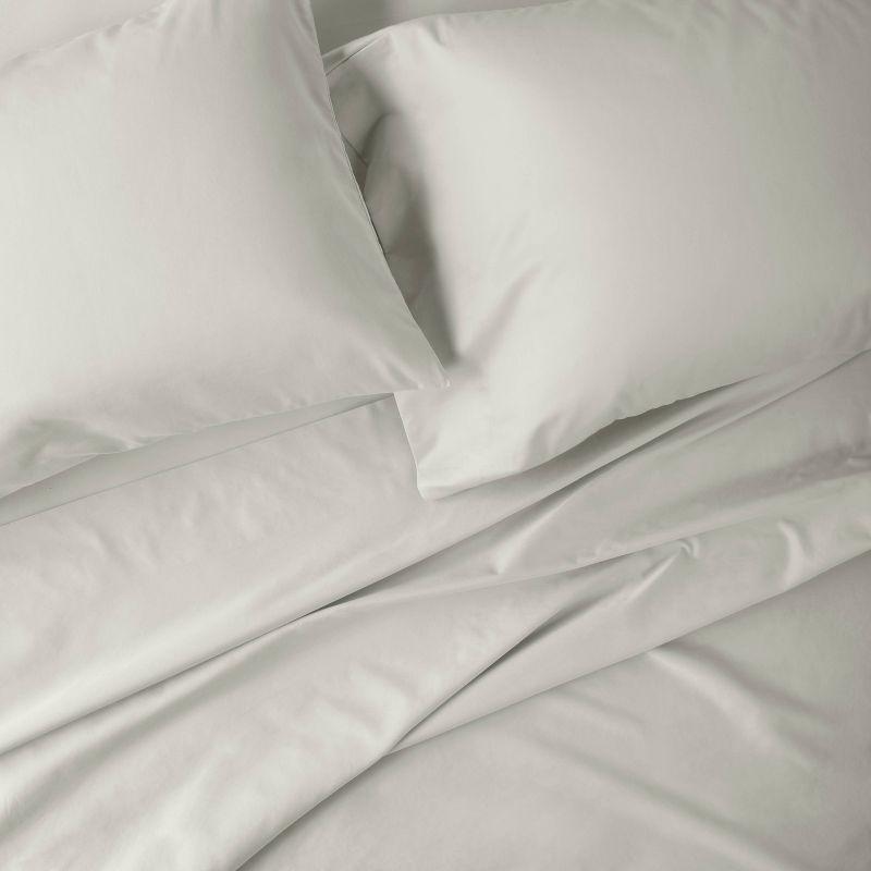 Queen 500 Thread Count Washed Supima Sateen Solid Sheet Set Natural - Casaluna™