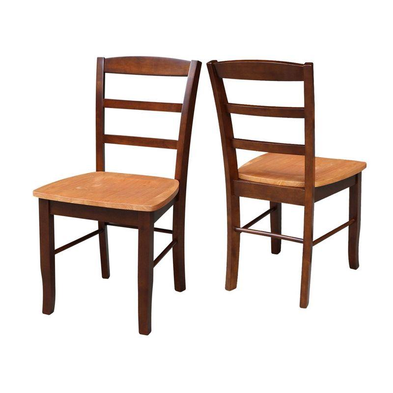 International Concepts Set of 2 Madrid Ladderback Chairs Cinnamon/Espresso: Hardwood Frame, Spot Clean, No Arms