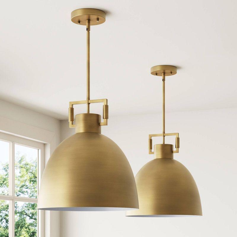 Leigh 48" Antiqued Brass Dome Pendant Light with Adjustable Cord