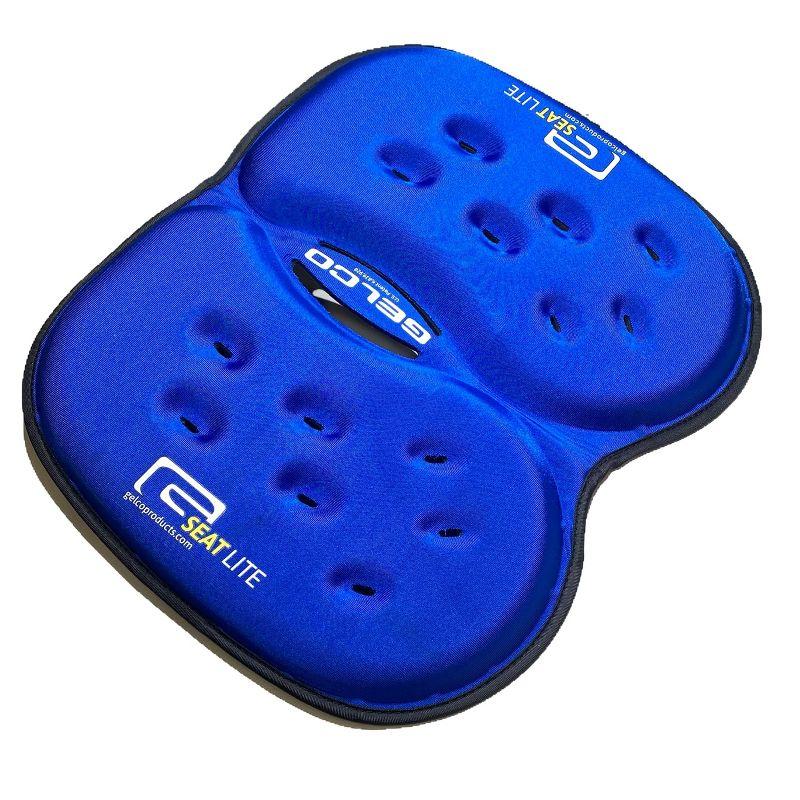 GSeat LITE - Travel Gel Foam Cushion, Relieves Tailbone Discomfort and Promotes Healthy Posture for Car, Commute, Airplane and Travel Comfort - Blue