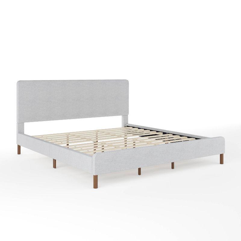 Martha Stewart Britta Upholstered Platform Bed With Piped Detail Headboard