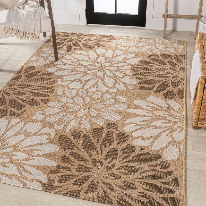 Zinnia Modern Floral Textured Weave Indoor/Outdoor Area Rug - JONATHAN Y