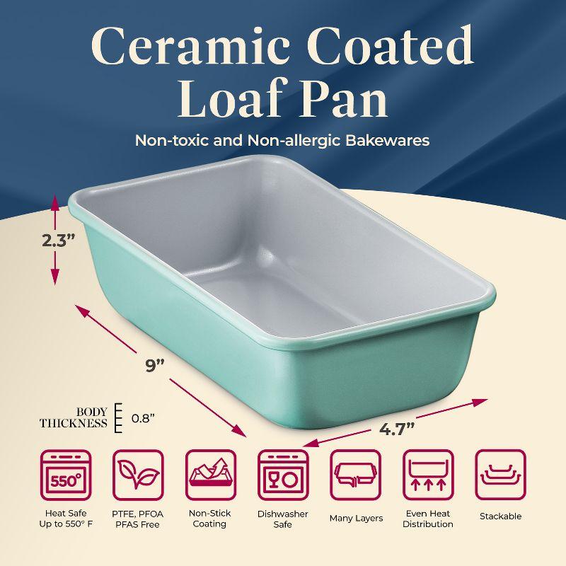 Teal Aluminized Steel Loaf Pan with Ceramic Non-Stick Coating