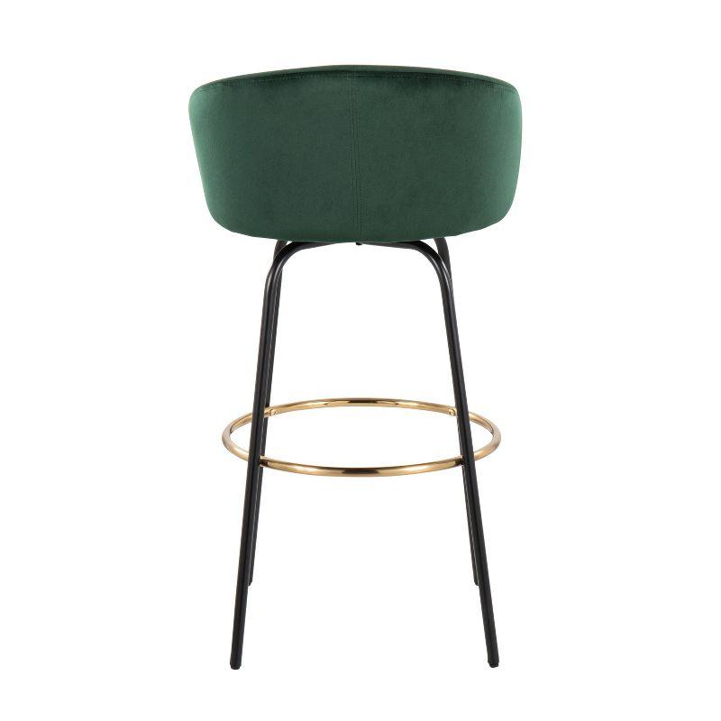 Set of 2 Claire Barstools Black/Emerald Green - LumiSource: Velvet Upholstery, Swivel, Metal Frame, Fixed Height