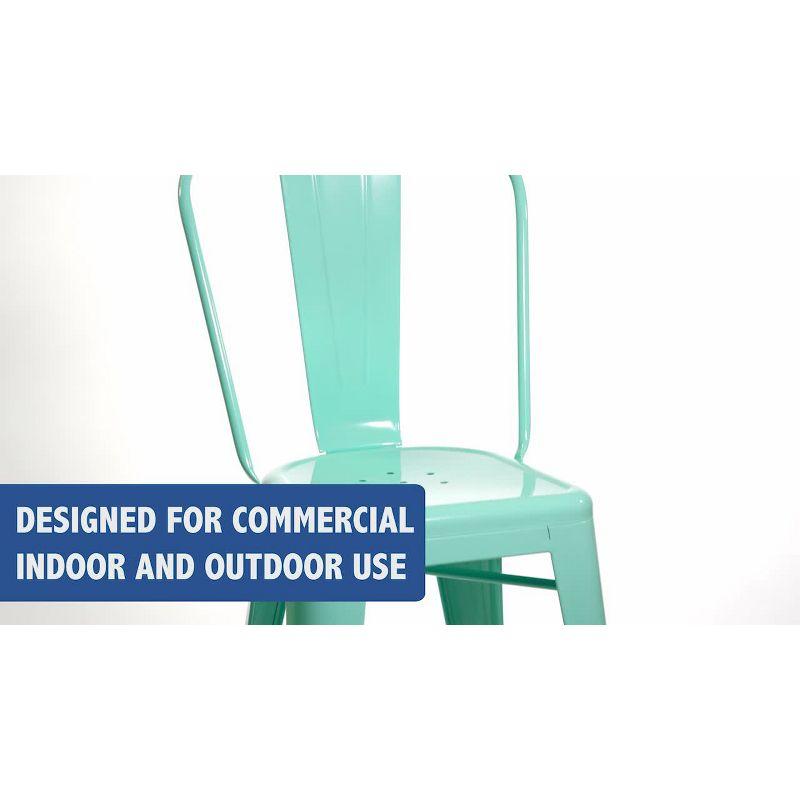 Emma and Oliver Commercial Grade 24"H Teal-Blue Metal Indoor-Outdoor Counter Stool w/ Back