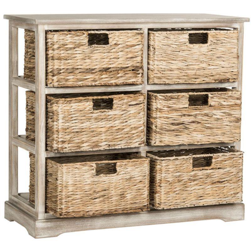 Keenan 6 Basket Storage Chest - AMH5740 - White Wash - Safavieh Couture