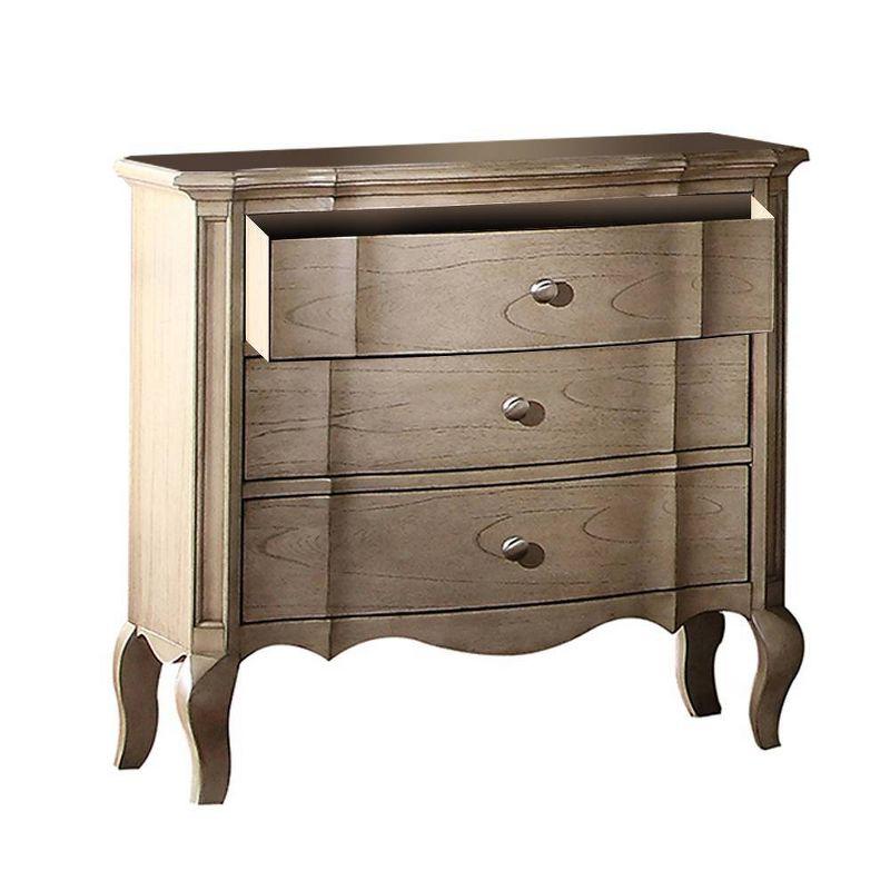 Antique Taupe 3-Drawer Nightstand with Cabriole Legs