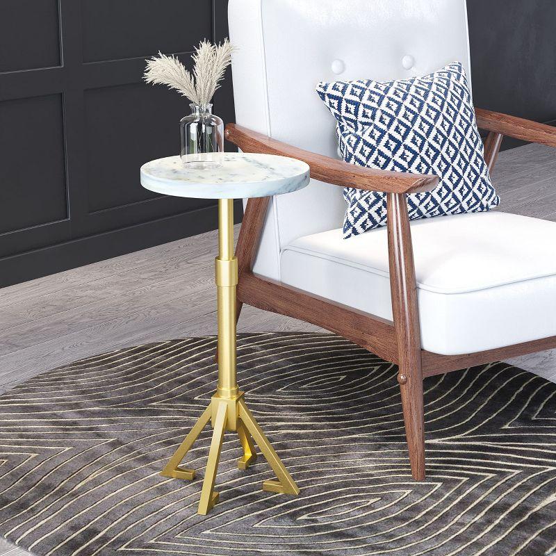 Zuo Maurice Side Table White & Gold