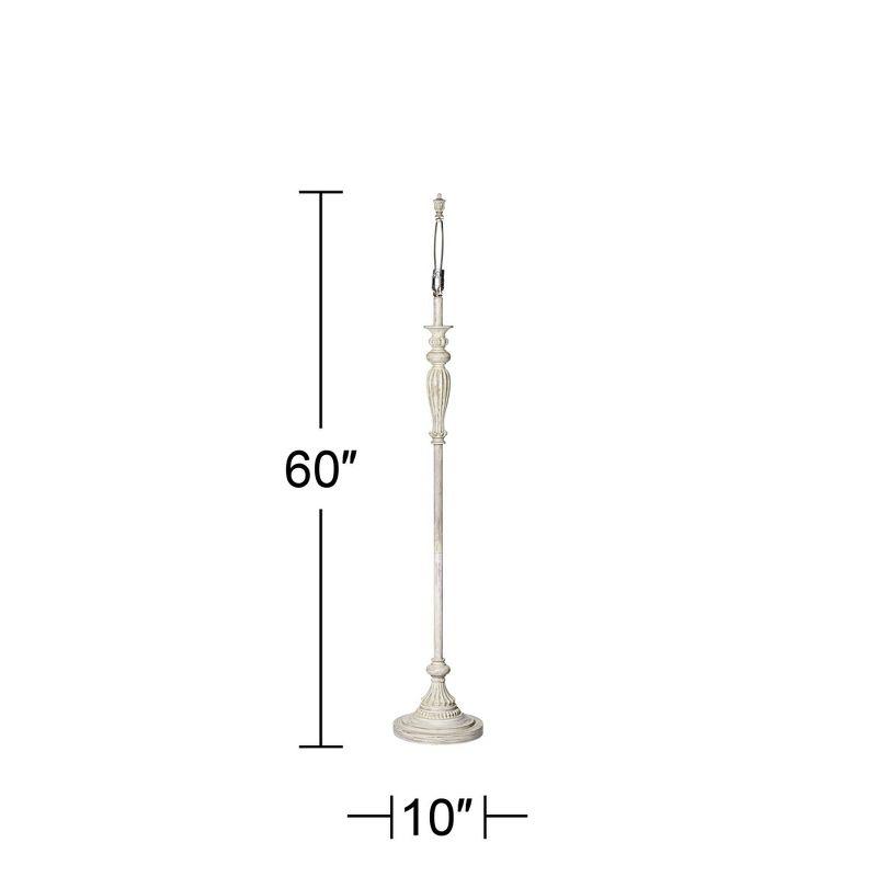 360 Lighting Vintage Shabby Chic Floor Lamp Base 60" Tall Antique White Washed for Living Room Reading Bedroom Office