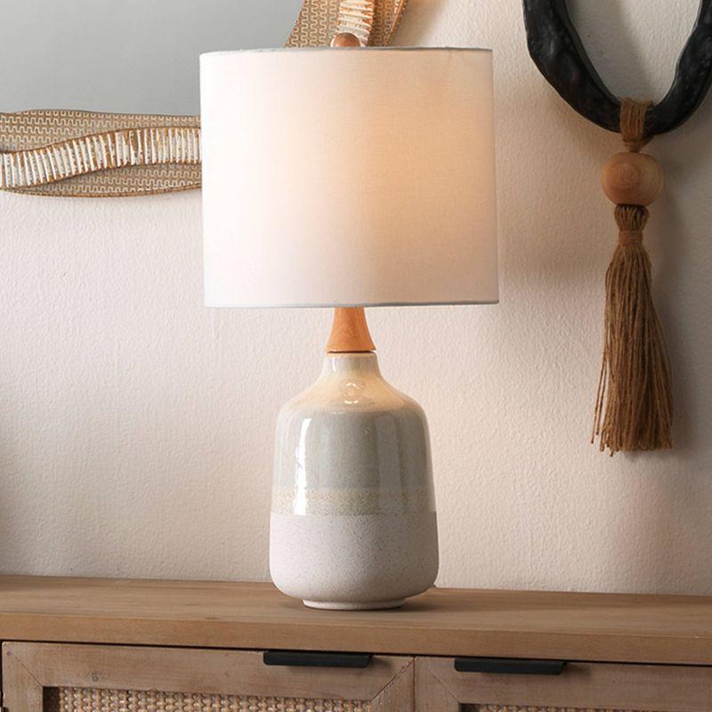 Alice Ceramic Table Lamp with Drum Shade Cream - Splendor Home: Modern Nightstand Lighting, UL Listed, No Bulb Included